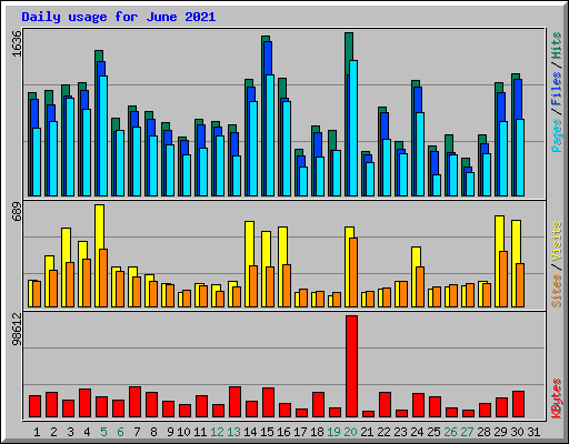 Daily usage for June 2021